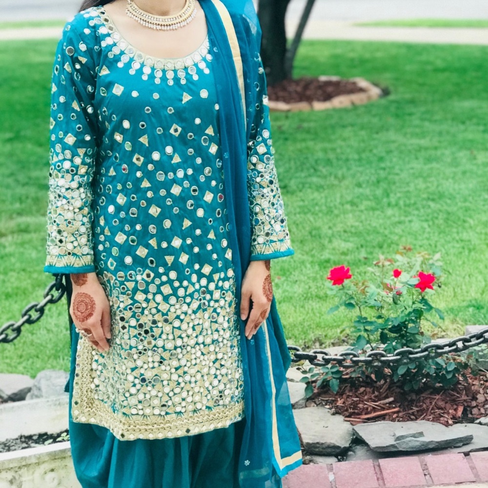 Patiala Shalwar/Palazzo Pants with Badazzled Shirt
